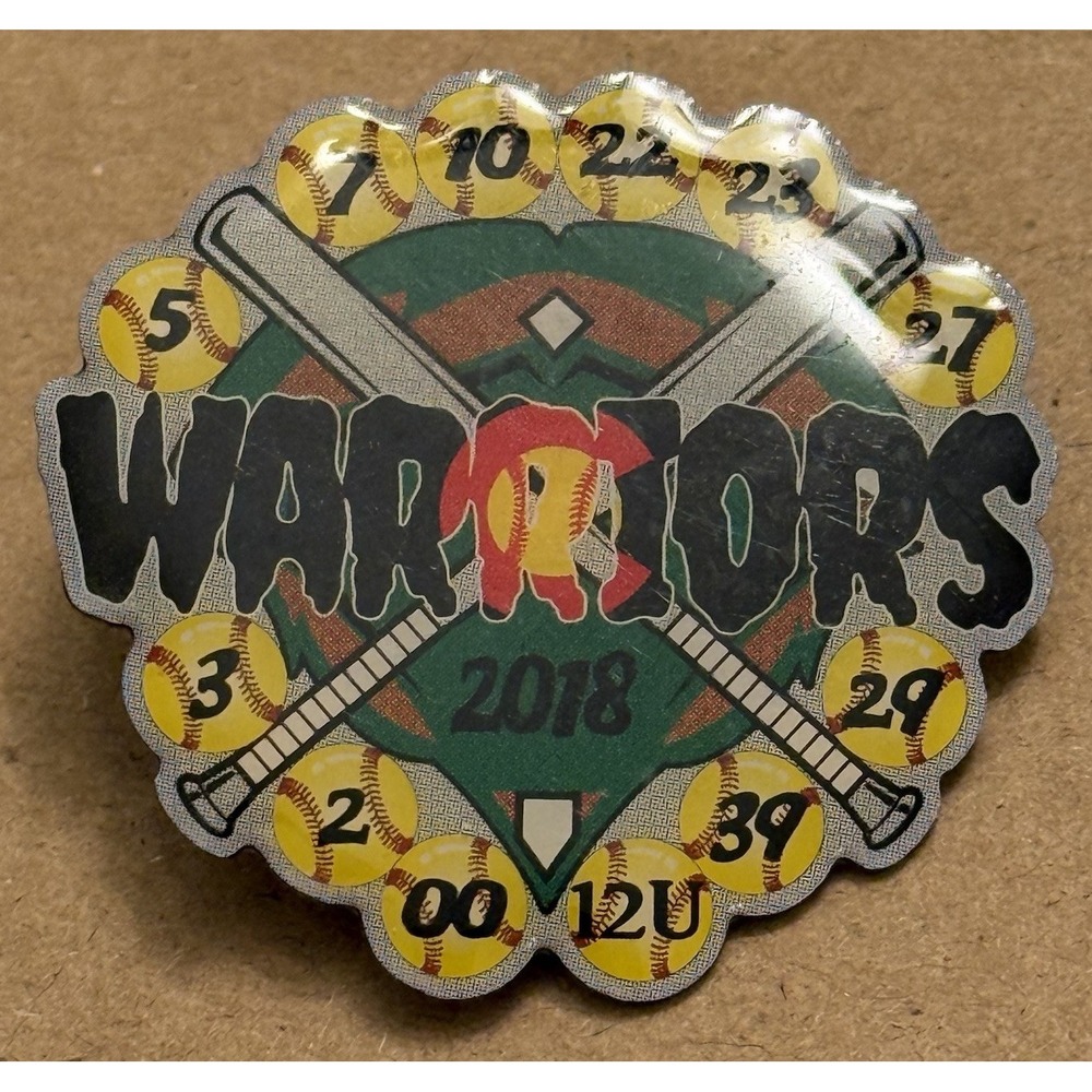 Warriors 2018 12U Softball Diamond Bats Memorabilia Girl Women Lapel Trading Pin